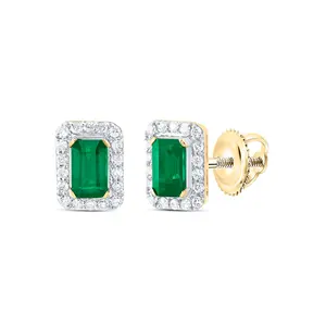 1/5Ctw-Nat Dia Cn 5X3Mm Em-Em Nat Gem Stud Earring