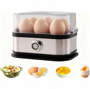 6 Egg Capacity Electric Egg Cooker for Hard Boiled Eggs, Poached Eggs, Scrambled Eggs, or Omelets with Auto Shut Off Feature , with Tray, Measuring Cup, and Lid, Stainless Steel Kitchen Appliances Breakfast