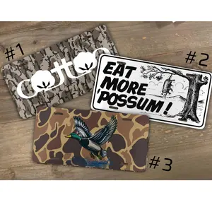 [ CAMO NATION ] "Eat More Possum" Camo Hunting License Plate - Mallard Duck & Cotton Camouflage Outdoor Car Tag - Funny Hunter Truck Decor - Rugged Gift for Him