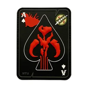 Mythosaur Skull Ace Spade Dead Card Patch (PVC Rubber- Hook Fastener Backing -BH7)
