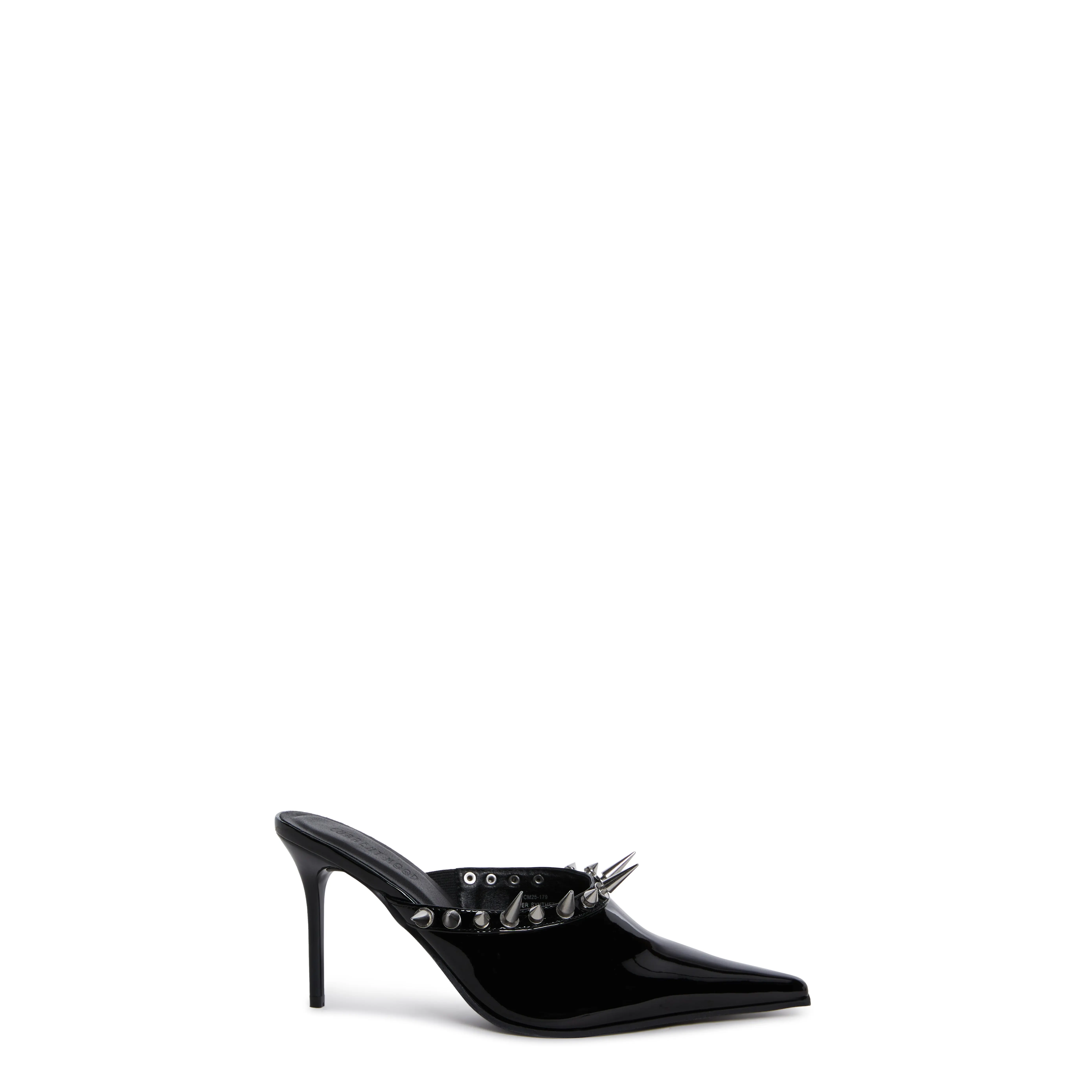 On Your Toes Spiked Mules - Black
