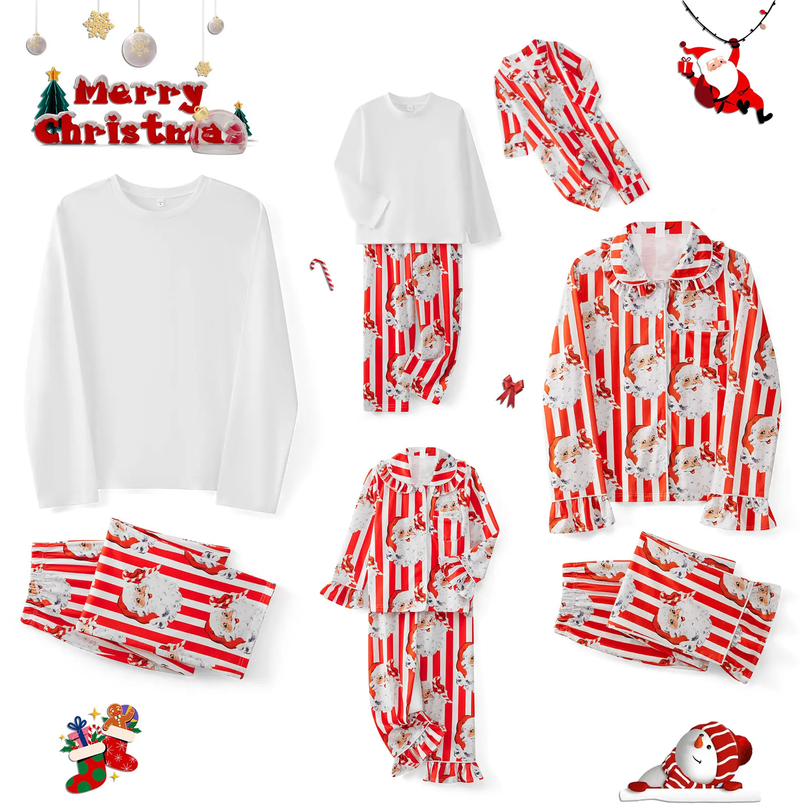 Christmas Family Pajamas Holiday Christma Pajama Family Matching Pjs Set Santa Claus Sleepwear Xmas Jammies