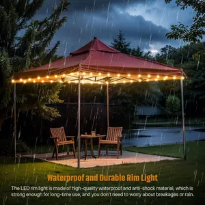 Outdoor Canopy LED String Lights, 40ft Waterproof RGBW Strip Light with 16 Color Options, Compatible with 10x10ft Tents