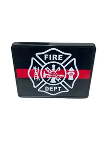 2 Inch Hitch Covers for Trucks, My Other Ride is a Fire Truck Receiver Plastic Hitch Covers, Firefighter Black Plastic with White Gloss Aluminum Heavy Towing Hitch Covers for Truck Accessories