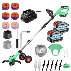 20V Cordless String Trimmer, Retractable Foldable Weed Wacker with 2 Lithium Batteries & Charger, 90° Rotating Head Adjustable Height for Yard Garden Lawn Trimming