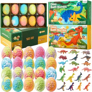 Dinosaur Bath Balls (with surprises included) -20 natural dinosaur egg bath balls, accompanied by exclusive carnivorous and herbivorous dinosaur toys; Easter gift basket filling and festive gifts, specially designed for boys and girls.