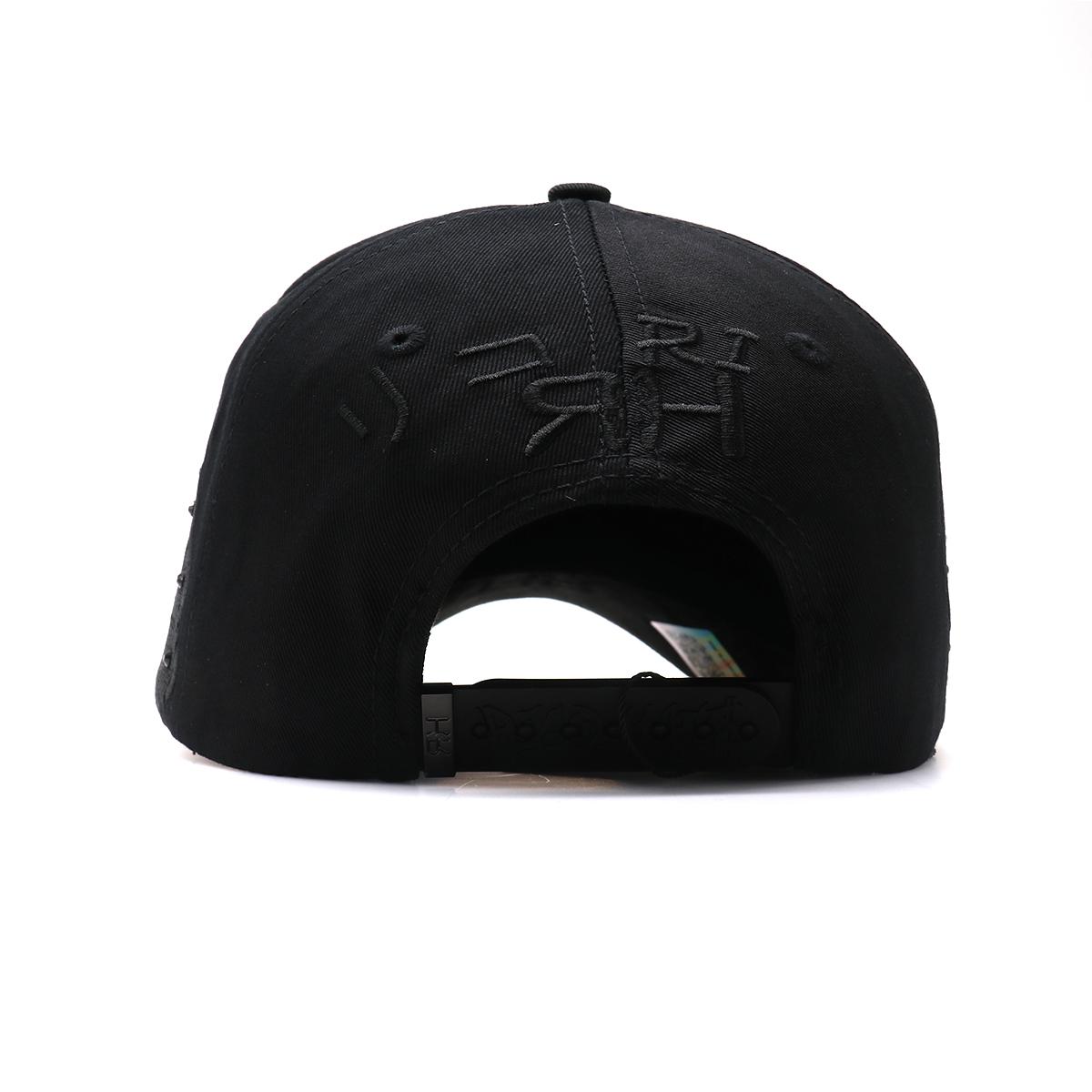 Gothic-Style "Smiley Flower" Streetwear Cap — Fully Embellished Rhinestone Hip-Hop Baseball Hat, Adjustable Black Suede-Brimmed "Dad Hat"