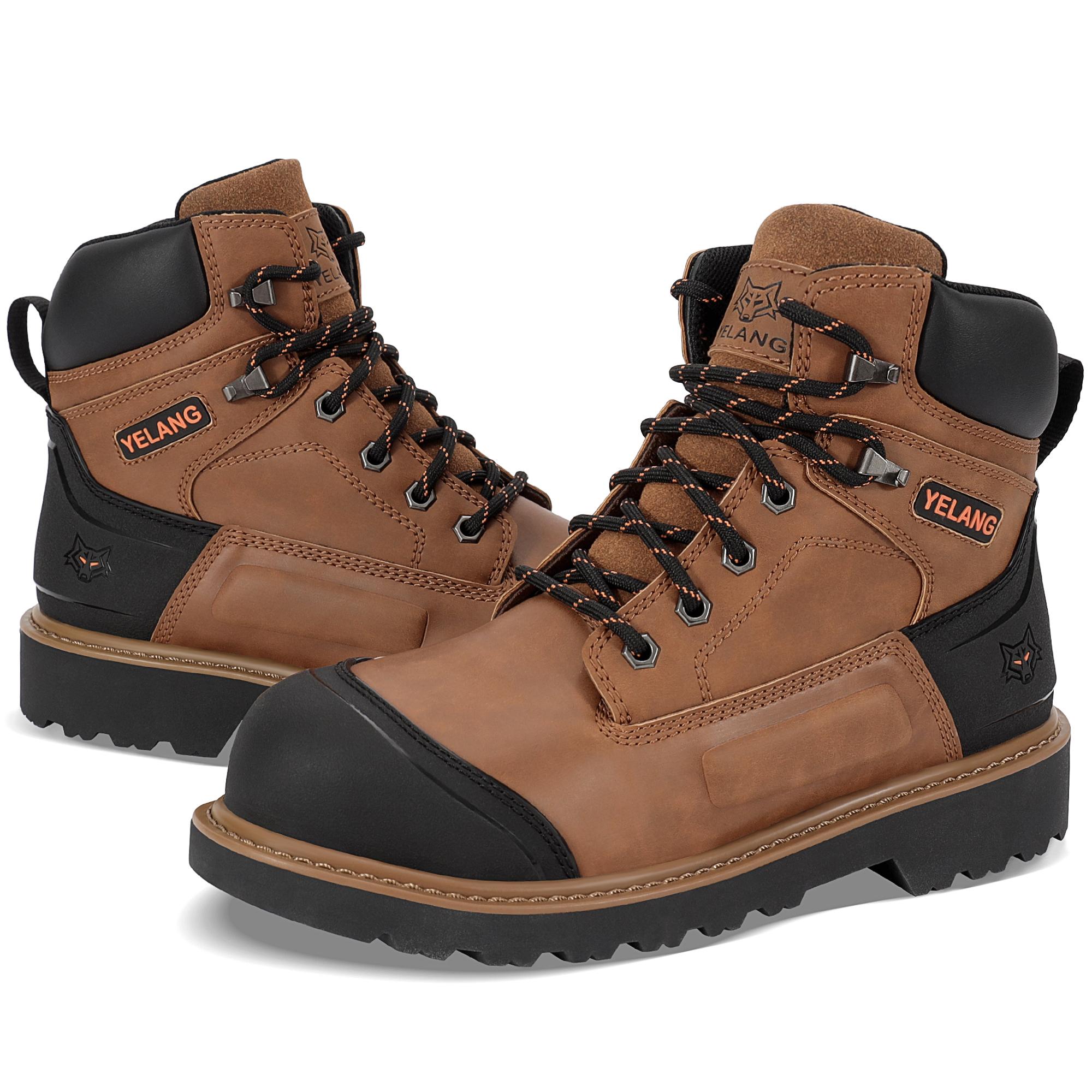 Men's Anti-smash& Anti-puncture Steel Toe Work Boots Fashionable Non-slip Oil-proof&Wear-resistant Work Shoes Lace Up Hight Top Safety Shoes