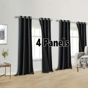 4pcs Modern Luxury 100% Blackout Curtains, Home Decoration Curtain, Ideal for Living Room Bedroom Balcony Floor-to-Ceiling Windows, Complete Darkness for Your Space