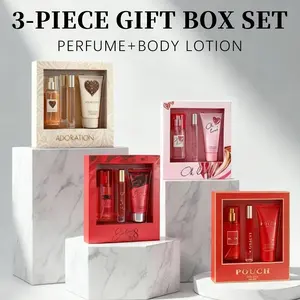 3-Piece Set,Women's Eau De Parfuma Spray And Body Lotion Gift Box,Long Lasting Fragrance, 4 Different Scents, Perfect For Holiday Gifts, Dating, Daily Life, Parties,2.5 fl oz Body Mist,0.27 fl oz Perfume,2.5 fl oz Body Lotion