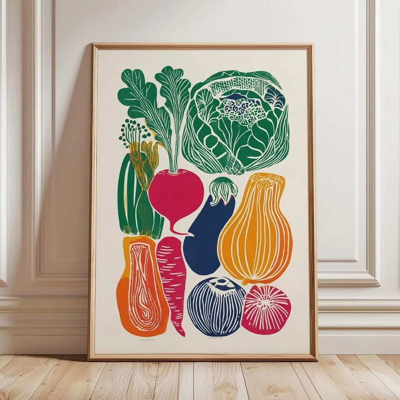 Vegetable Kitchen Wall Art Retro Farmers Market Poster Colorful Veggie Print 9