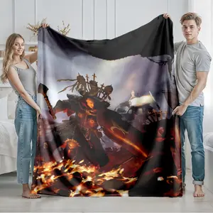 1 piece Imperial Fists Charging Scene in Warhammer 40K themed flannel blanket - Modern design flannel blanket, suitable for sofas and beds, all-season multi-purpose use, super soft and warm, digital printing, 100% polyester material, machine