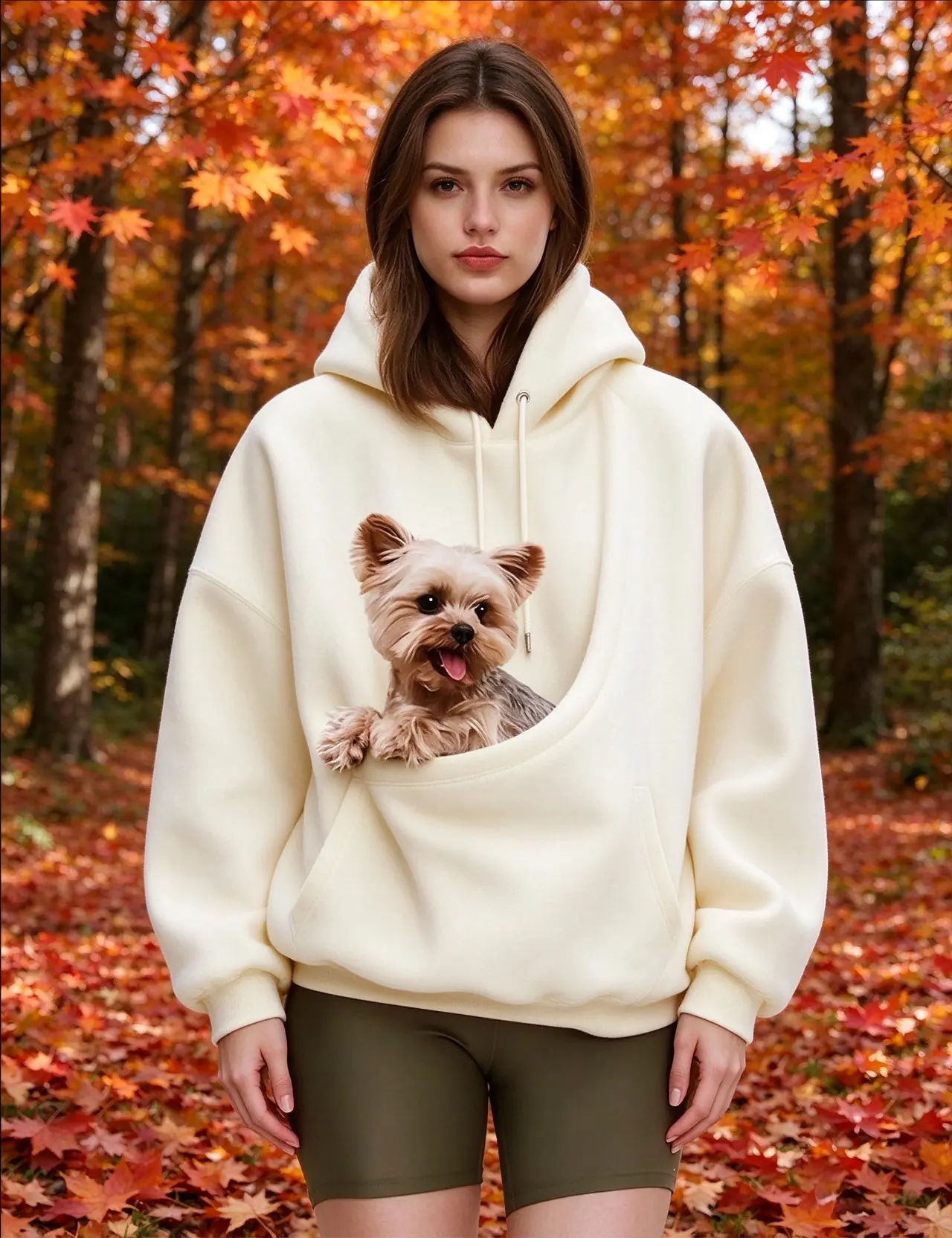 White Dog Hoodie, Pet Pouch Hoodie,Hoodies with Dog Pouch,Cat Hoodie with Pouchs,Pet Carrier Holder Long Sleeve Pullover Tops