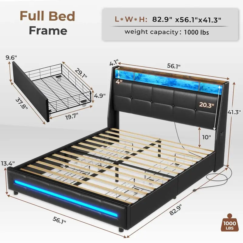 Full Bed with 4 Drawers