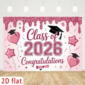 2D Flat Happy Birthday Banner, 1pc Polyester Decor with Beautiful Design & Soft Texture, Multi-Size Photo Backdrops for Home Festive Ambiance Creation