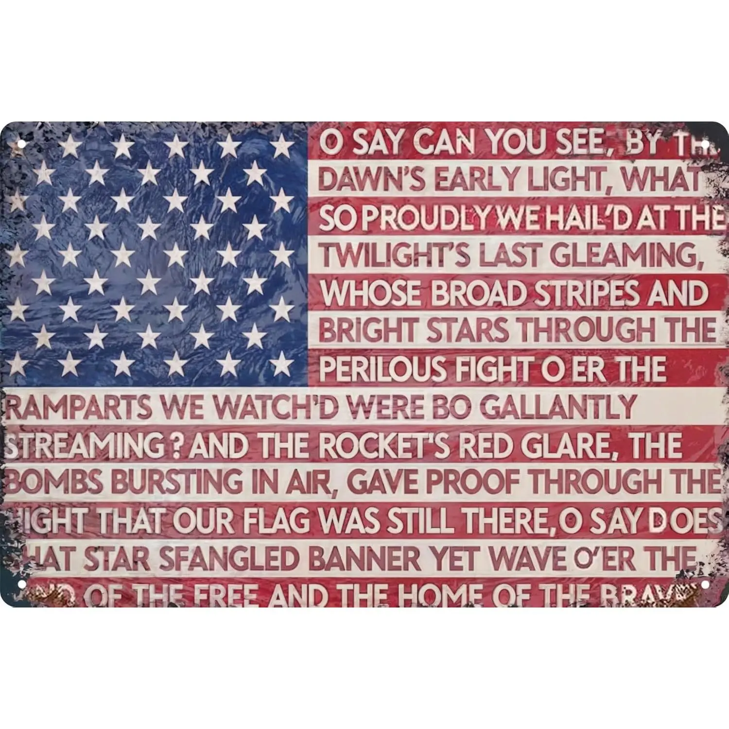 Patriotic USA Flag Metal Tin Sign - Vintage American Wall Art for Man Caves, Military Bars & Offices，Independent day decor - 8x12 Inch Rustic National Anthem Decor - Perfect Gift for Veterans, 4th of July & Pro-American Home Decor | summervibes