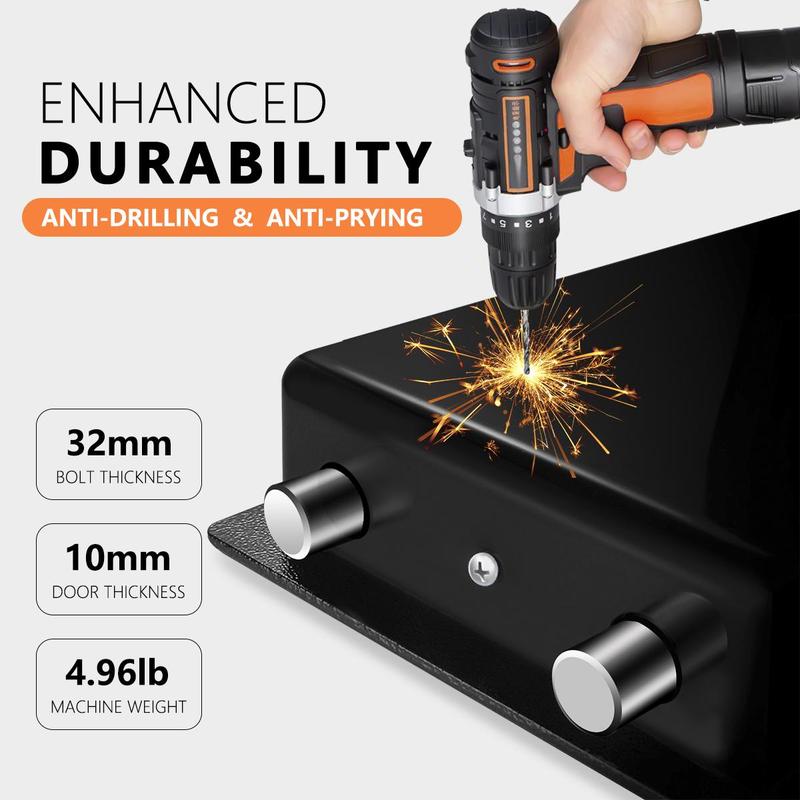 1pc Money Safe Box for Home with Sensor Light & Money Bag, Security Safe Box for Money Safe with Keys & Pass Code, Lock Box with Digital Keypad (Black and Silvery)