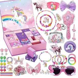 Christmas Advent Calendar Box for Girl Gift Mermaid Princess Dress Up Jewelry Hairpin Toy 24Day Countdown Calendar Gift Box