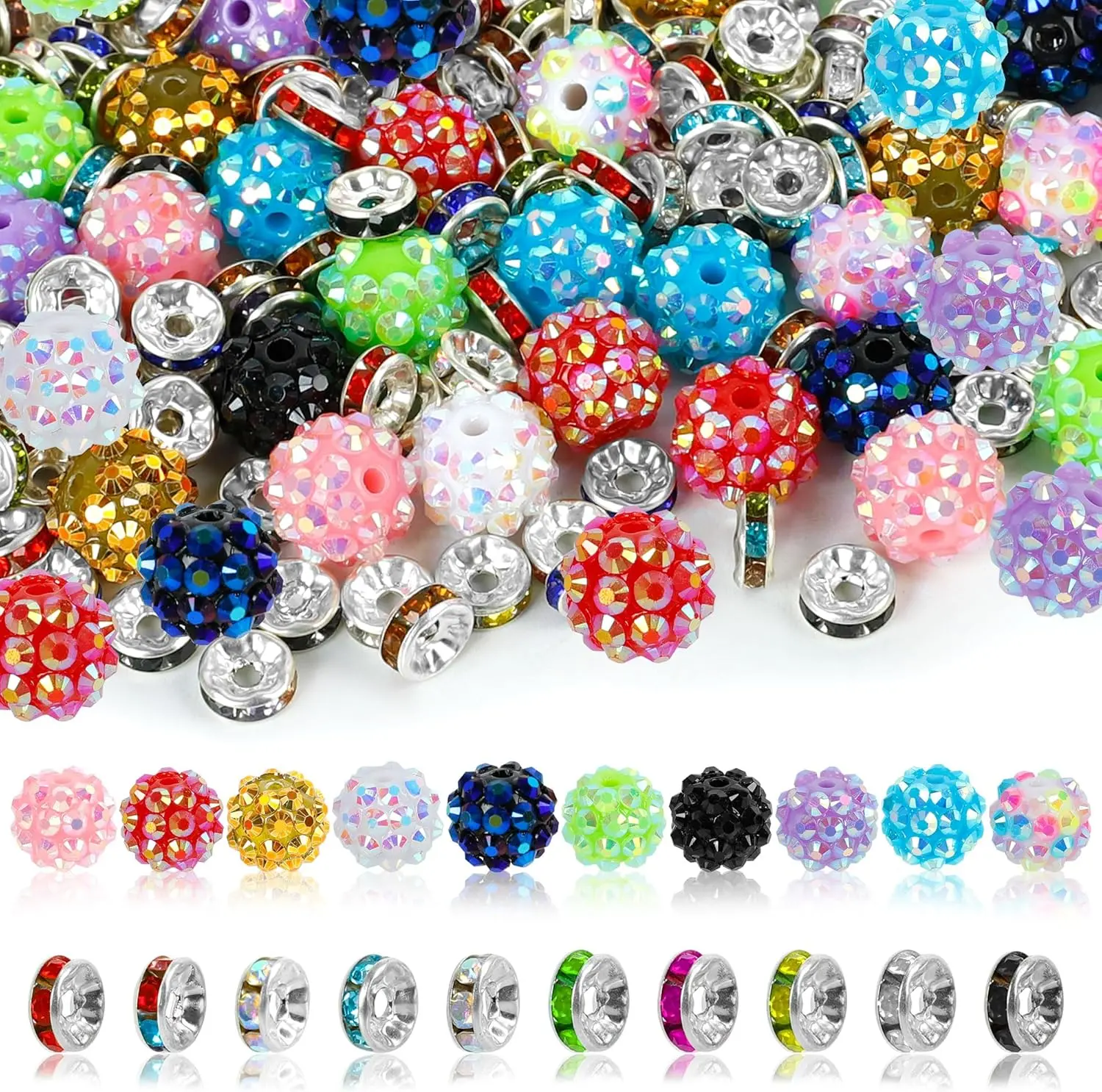 250 Pcs Beads for Fun with your Lil' Broke Bestie!! Rhinestone Beads for DIY Bracelets, crafts and cute gifts