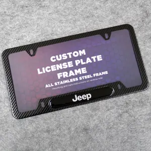 Front or Rear Carbon Fiber Texture License Plate Frame Protect Cover Fit JEEP Decorate Accessories Gifts