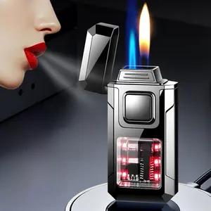 Voice-Controlled Intelligent Novelty Lighter Accessories, Windproof Metal Lighter with LED Display, No Fuel, Ideal for Holiday Gifting & Outdoor Camping Use