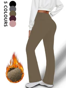 Women's Super Soft High Waisted Fleece Flare Leggings, Tummy Control Soft Bootleg Bootcut Pants, Comfortable Winter Wear