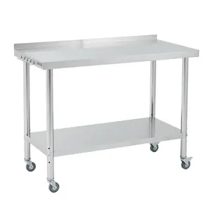 [NEW PRODUCT - FLASH SALE] Garvee 48"x24" Rolling Stainless Steel Work Table with Backsplash, Square Edge & Casters