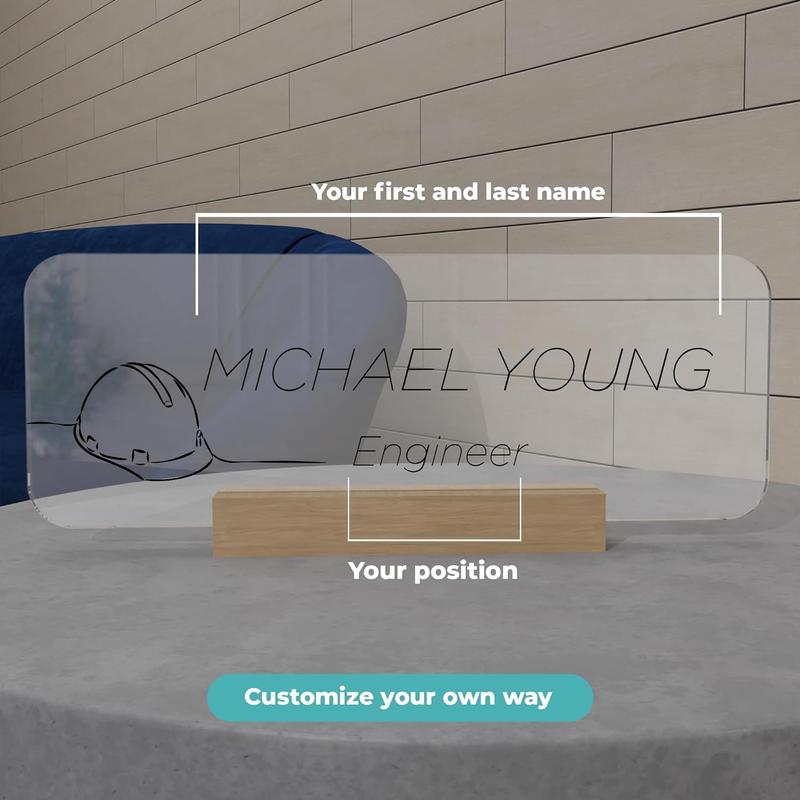 Acrylic Desk Name Plate Personalized I Custom Acrylic Sign I Office Desk Accessories I Custom Office Door Sings I Name Plate for Desk I Cute Office Decor (10 x 3.5 Inch)