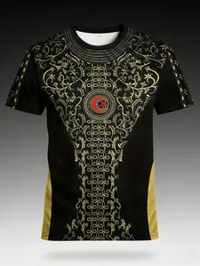 Algerian Men's Sports Shirt & Karakou Style Breathable Round Neck T-Shirt, Lightweight Sweat-Wicking Fabric, Ideal for Football Teams, Short Sleeve Jersey
