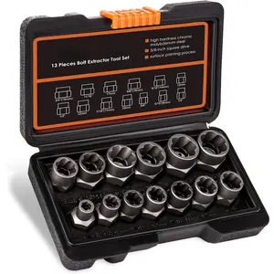 Bolt Extractor Tool Set, 13+1 Counts Impact & Nut Remover Stripped Lug Remover, Drive Rounded Bolt Remover for Removing Damaged, Frozen Universal Impact impact bolt