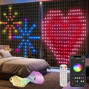 Smart LED Curtain Lights 9.8x9.8Ft 300/400 LED Fairy Curtain Lights, RGB 16 Million Colors & Warm White, USB Plug-in with APP & Remote Control, Dimmable 8–16 Modes, Timer, Indoor/Outdoor Bedroom Wall Backdrop Decor for Bedroom, Wedding, Party, Patio