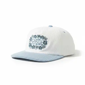 White and Blue Corduroy 5-panel Hat "The Seaside"