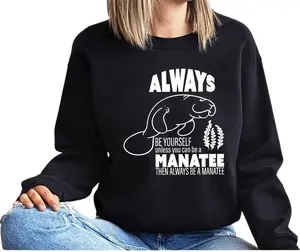 Manatee Sweatshirt, Manatee Awareness Month Hoodie, Seaworld Long Sleeve Tees, Ocean Animal Gift, Sea World Gift, Manatee Support Sweatshirt