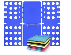 T Shirt Folder T Shirt Folding Board T Shirt Clothes Folder Laundry Organizer Durable Tool Plastic Easy and Fast Folding Board for Kid Children and Adult Plastic Folding Helper Blue