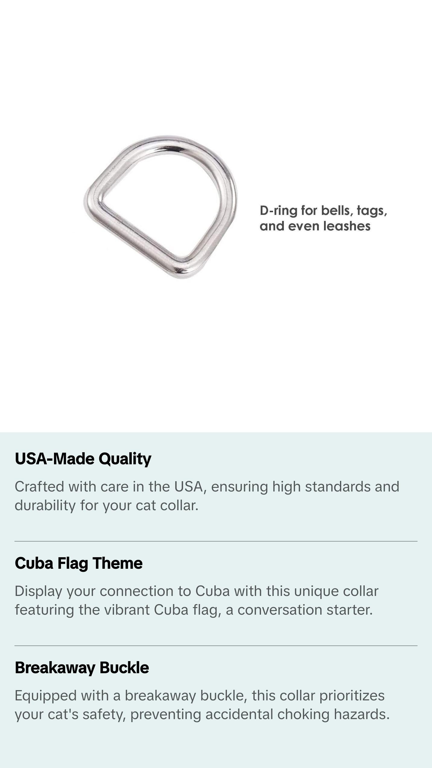 Cat Collar with Cuba Flag | Great For National Holidays, Festivals, Parades, Sporting Events, Pride Events