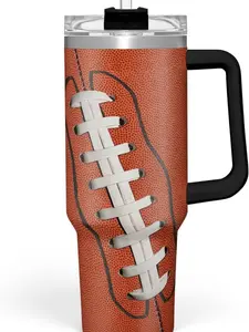 Baseball Tumbler with Handle 40oz, Insulated Stainless Steel Cup with Lid & Straw, Gifts for Men, Boys, Players, Coaches, Sports Lovers, Christmas, Birthday