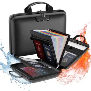 Fireproof Document Organizer with Lock,Hard-Shell Case Fireproof Document Box ,Portable File Organizer,Accordion File Folder for Files Laptop Black