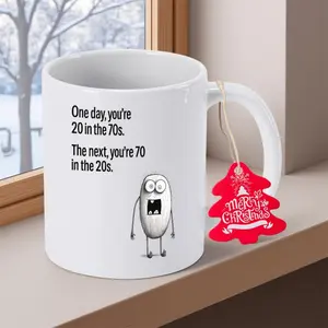 20th to 70th Birthday Ceramic Coffee Mug - 11oz (350ml) Elegant Design with Funny Birthday Quote, Reusable Gift for Men & Women