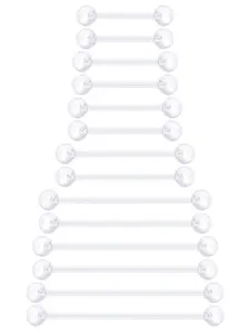 12mm-38mm 14G Clear Plastic Nipple Tongue Ring Industrial Earrings for Surgery Pregnancy Belly Button Ring Bioflex Flexible Acrylic Straight Barbells Piercing Jewelry Retainer for Work Sport