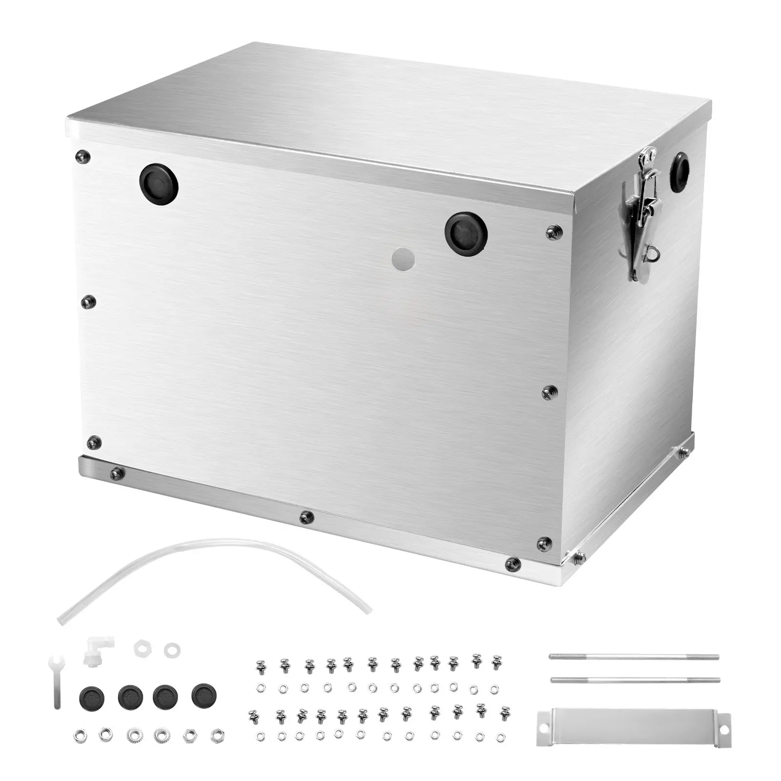 【Summerfinds】VEVOR Battery Box, Group 24/31 Trolling Motor Battery Box, Marine Batteries Case with Rubber-Grommet Cable Holes, Aluminum Alloy Shell Storage Case, Easy Installation, for Off-Road Racers, Trucks