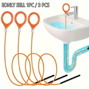 Multifunctional Pipe Unclogger Tool in Heavy-Duty Stainless Steel, Durable Nylon for Household Drain Cleaning, Powerful Pipe Dredging, Drain Clog Remover, Removes Hair and Soap Scum Easily, Drain Auger