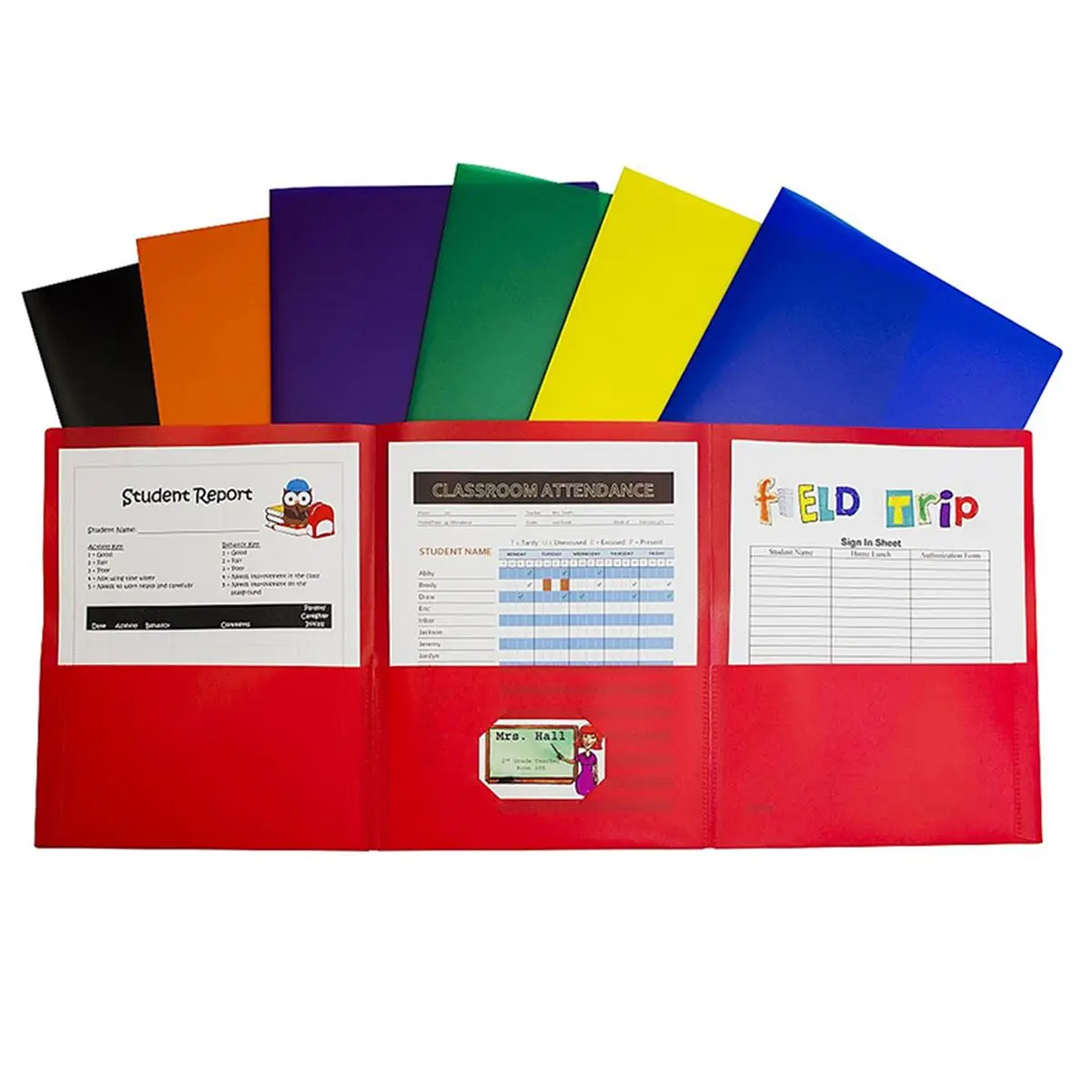 C-Line Products Trifold Polypropylene Portfolio - Desk Supplies, Office Supply Organizer, 3-Purpose Filing Item, Built-In Business Card Holder, Same Size as 2-Pocket Folder, Pack of 24, for Business & Classroom Use