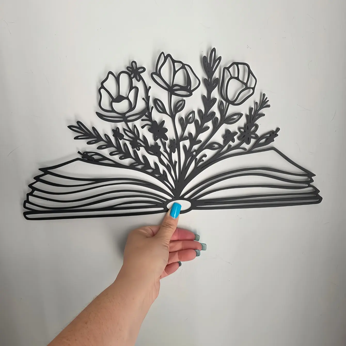 Book with Flower Design Wall Art, Unique Artwork, Metal Wall Decor, Minimalist Design Wall Decor, Wall Picture Decor for Home Living Room Bedroom, Decoration Items, Perfect Gift for Book Lovers and Literary Enthusiasts