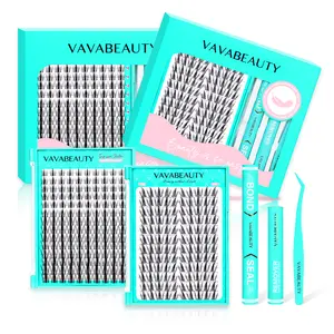 VAVABEAUTY  Fairy Anime Lash Clusters -Wet Look Waterproof Eyelash Extension Wispy Manga Kawaii Doll Lashes Feline lash look Medusa Lash  Invisible Band DIY Lash Clusters Kit