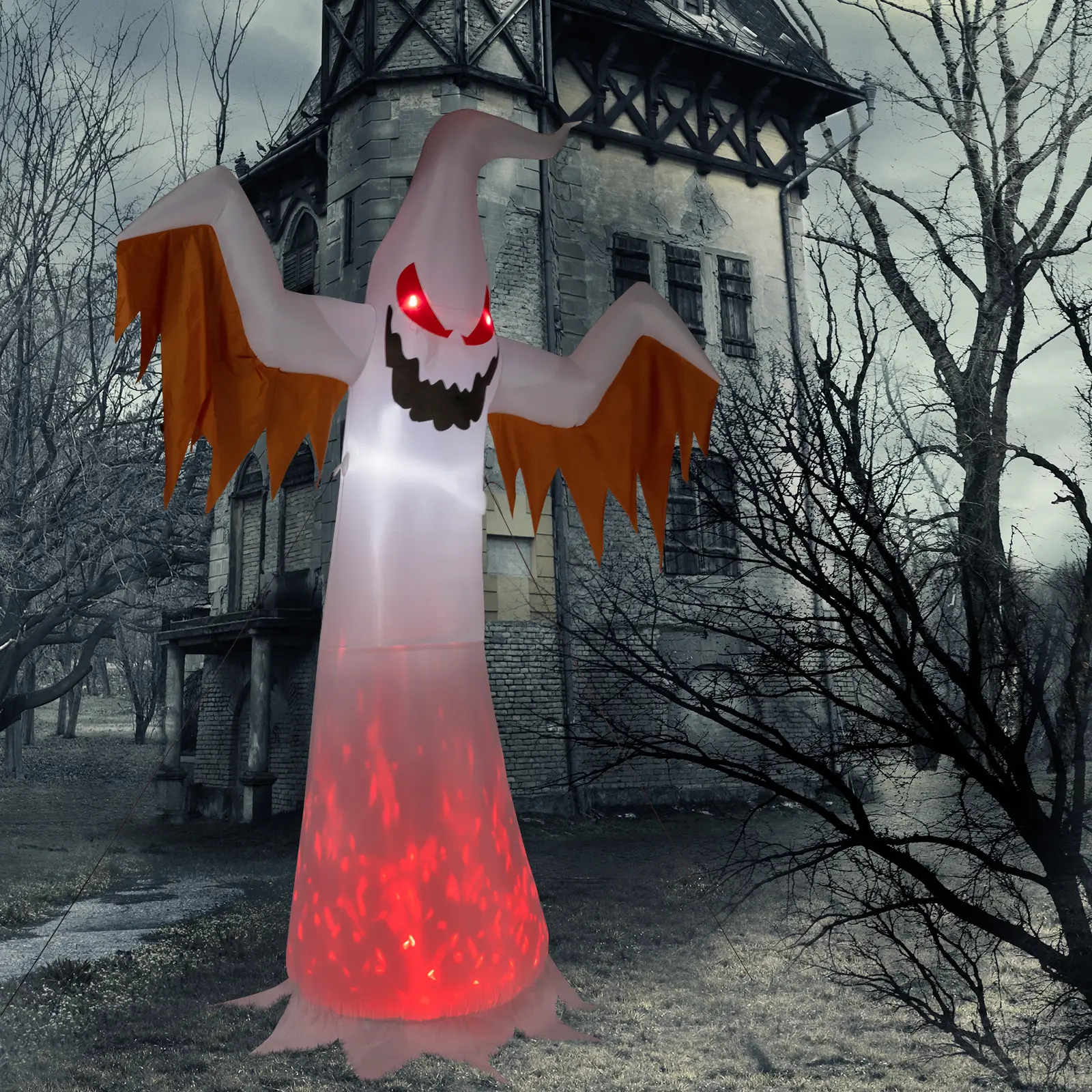 Ubesgoo 12ft Giant Scary Ghost Flames and Flashing Red Eyes Inflatable Halloween Decoration Ubesgoo 12ft Giant Scary Ghost Flames and Flashing Red Eyes Inflatable Halloween Decoration
