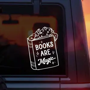 Books Are Magic Bookish Vinyl Car Decal – Magical Book Sticker for BookTok Girlies, Readers & Bookworms – Aesthetic Fantasy Reader Gift for Car Window, Laptop or Tumbler