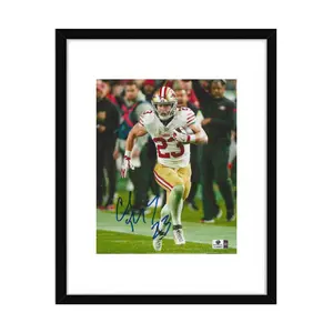 Christian McCaffery SF 49ers Autographed 8x10 Photo coa W/Frame