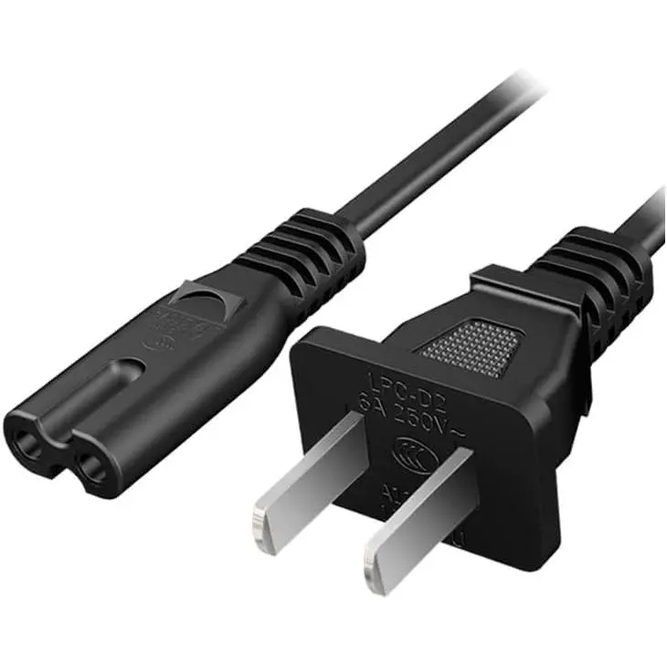 2 Prong Power cable 10ft AC Cord For Sony PS, Xbox, Work, Ps4 Slim