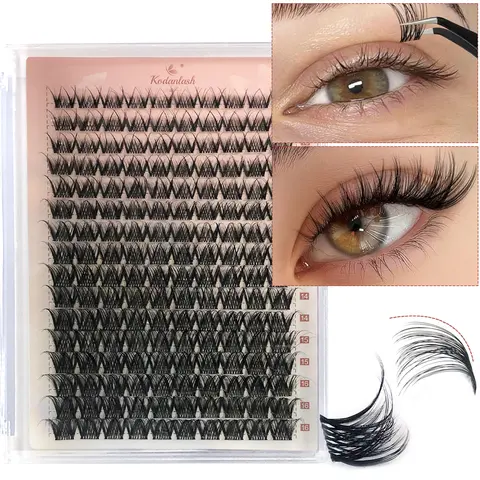 160 PCS CC-Curl Wispy Lash Clusters, Individual Eyelash Extensions with Invisible Transparent Band, 9-16MM Natural Lashes for Adult DIY Home Makeup Application, Invisible Band