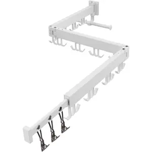 Wall Mounted Clothes Drying Rack,Drying Rack Clothing Wall Mount with Foldable Features(Tri-Fold),Space Saver,Wall Mounted Drying Rack for Laundry Balcony Bathroom (White)